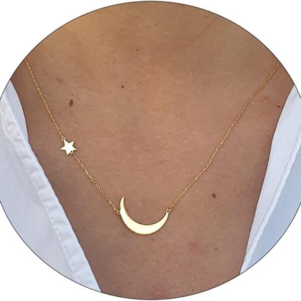 ASCOMY Dainty Gold Pendant Necklace 14k Gold Plated Delicate Tiny Love Heart Star CZ Leaf Pendant Necklace Simple Necklaces Everyday Jewelry for Women