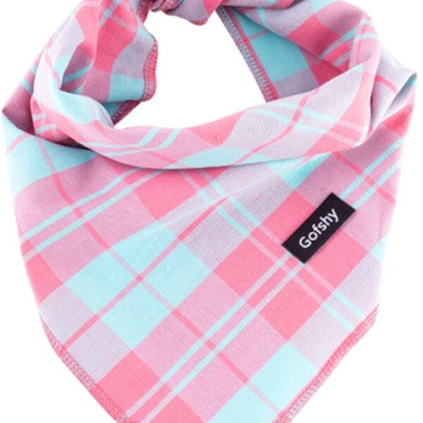 Spring Dog Bandana XLarge-Dog Scarf Vibrant Color Pink Green Plaid Printing Adjustable Bib Handkerchief Accessories for Large Dogs (XL)