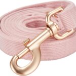 Soft Corduroy Dog Leash 5 Ft Heavy Duty Pet Lead with Gold Metal Hook for Small Medium Large Dogs,Ligth Pink