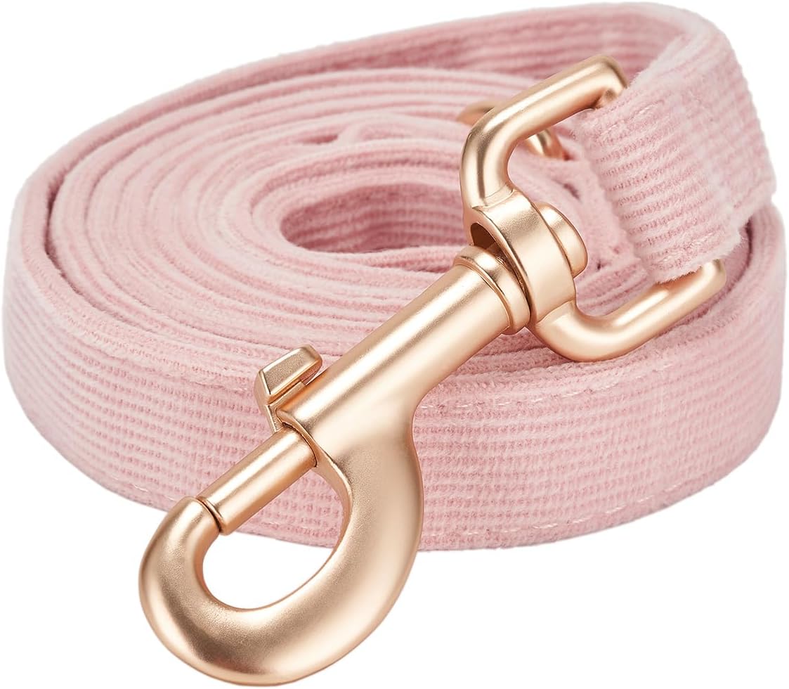 Soft Corduroy Dog Leash 5 Ft Heavy Duty Pet Lead with Gold Metal Hook for Small Medium Large Dogs,Ligth Pink Soft Corduroy Dog Leash 5 Ft Heavy Duty Pet Lead with Gold Metal Hook for Small Medium Large Dogs,Ligth Pink