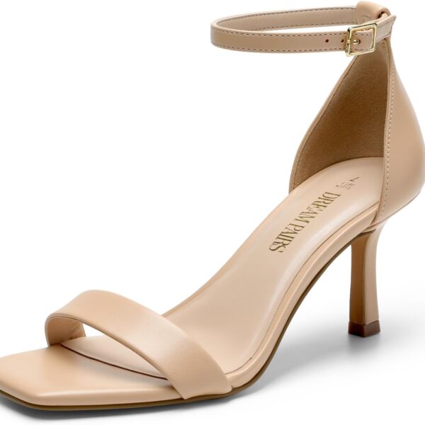 DREAM PAIRS Women's High Stilettos Open Square Toe Ankle Strap Heels Sexy Fashion Comfort Dress Shoes Wedding Bridal Pumps Heeled Sandals