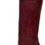 VOMIRA Knee High Cowboy Boots for Women Pointed Toe Chunky High Heels Pull-on Embroidered Boots Western Boots Wide Calf Cowgirl Boots