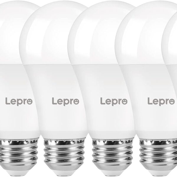Lepro Dimmable LED Light Bulbs 100 Watt Equivalent, 14W 1500LM Daylight White 5000K, A19 E26 Standard Medium Base, UL FCC Listed, 15000 Hour Lifetime, 6 Pcs