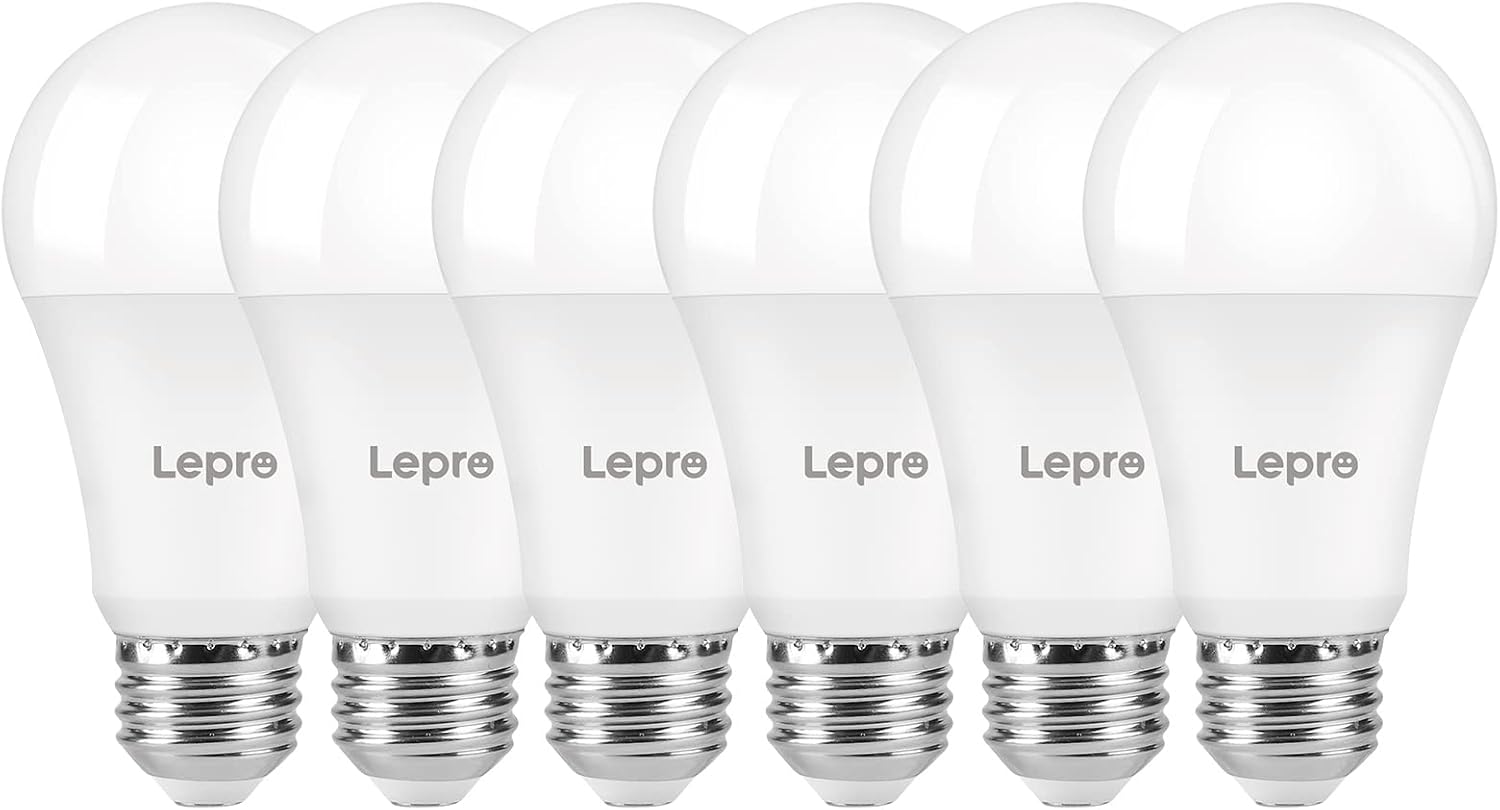Lepro Dimmable LED Light Bulbs 100 Watt Equivalent, 14W 1500LM Daylight White 5000K, A19 E26 Standard Medium Base, UL FCC Listed, 15000 Hour Lifetime, 6 Pcs Lepro Dimmable LED Light Bulbs 100 Watt Equivalent, 14W 1500LM Daylight White 5000K, A19 E26 Standard Medium Base, UL FCC Listed, 15000 Hour Lifetime, 6 Pcs