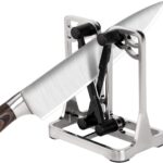 Knife Sharpener, Knife Sharpener Tool with Self-Adjusting, Stainless Steel and Tungsten Carbide, Knife Sharpeners for Kitchen Knives Helps Repair Sharpens, Hones, Polishes Blades