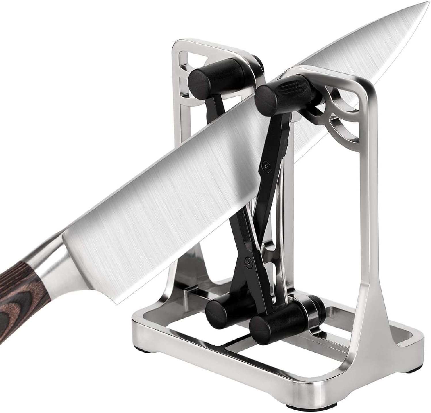 Knife Sharpener, Knife Sharpener Tool with Self-Adjusting, Stainless Steel and Tungsten Carbide, Knife Sharpeners for Kitchen Knives Helps Repair Sharpens, Hones, Polishes Blades Knife Sharpener, Knife Sharpener Tool with Self-Adjusting, Stainless Steel and Tungsten Carbide, Knife Sharpeners for Kitchen Knives Helps Repair Sharpens, Hones, Polishes Blades