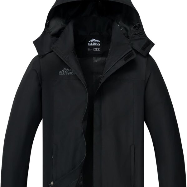 ELLSWOS Men's Lightweight Waterproof Rain Jacket with Detachable Hood