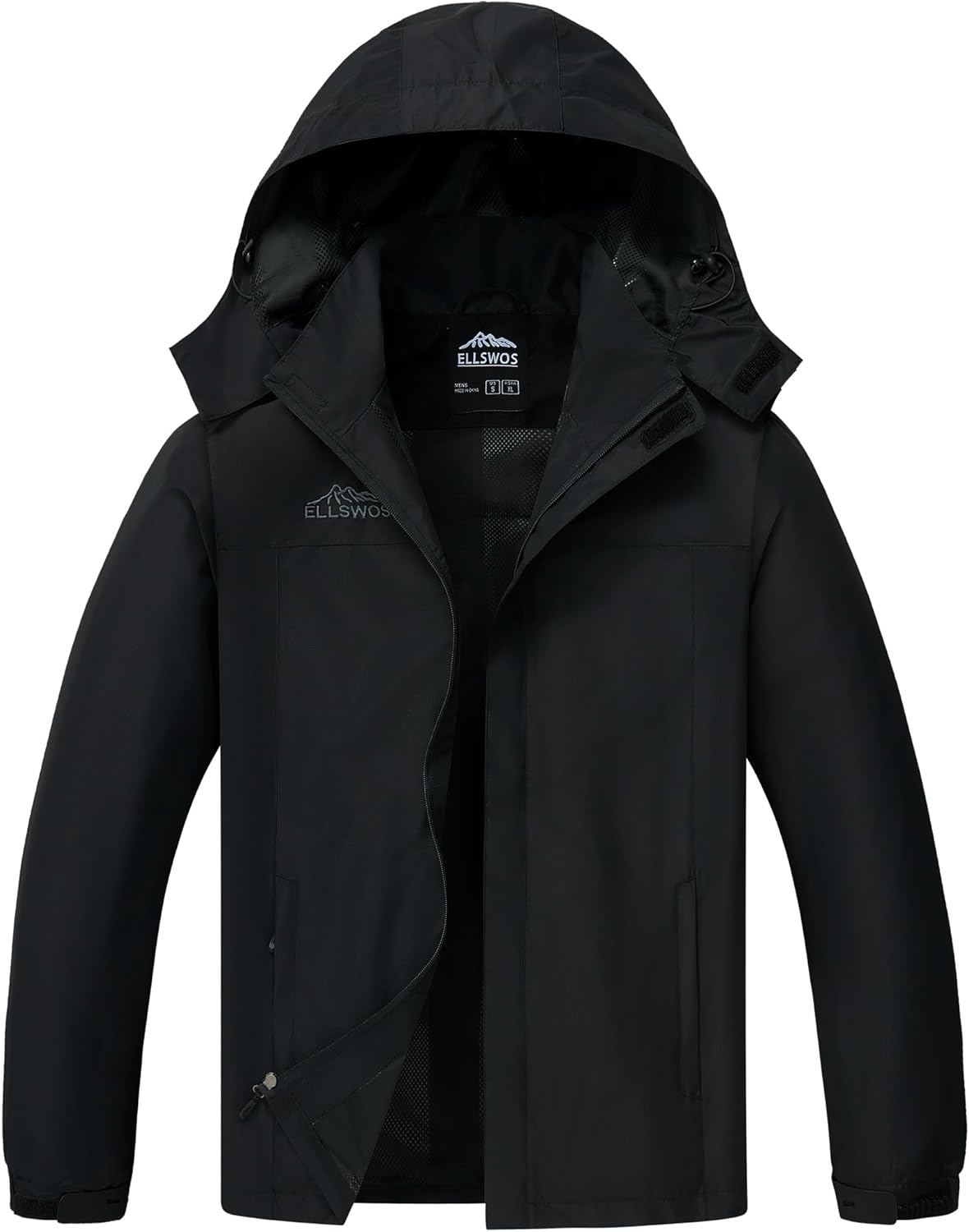 ELLSWOS Men's Lightweight Waterproof Rain Jacket with Detachable Hood ELLSWOS Men's Lightweight Waterproof Rain Jacket with Detachable Hood