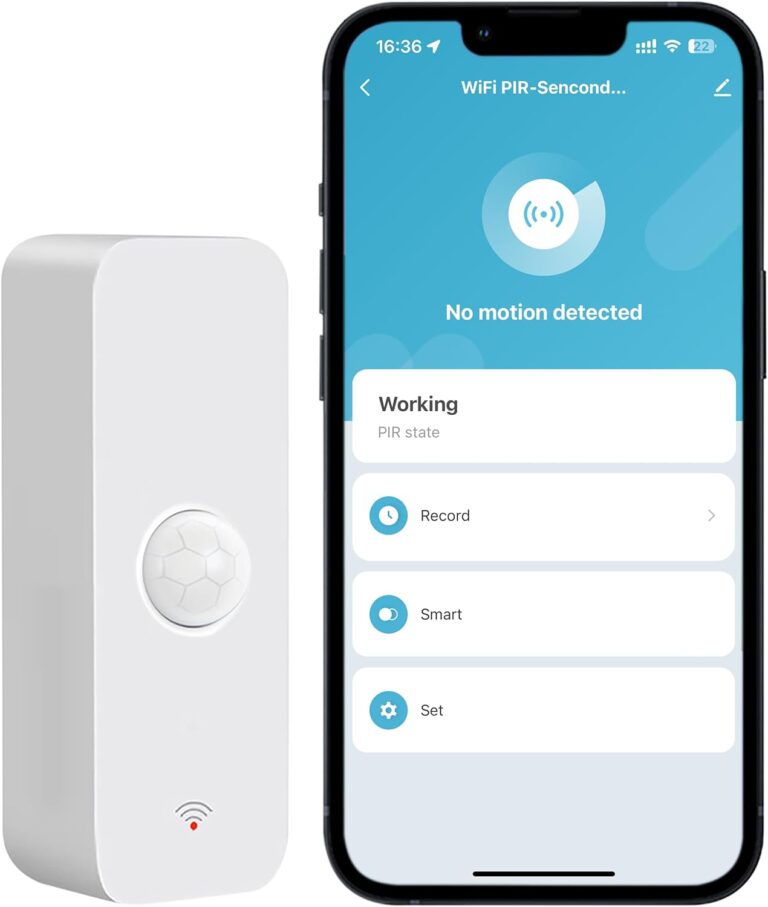 WiFi Motion Sensor: Smart Motion Detector with App Alerts, Wireless Contact Sensor for Smart Home Automation, Compatible with Alexa Echo (1 Pack), PH-P01