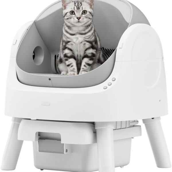 Self Cleaning Cat Litter Box, Automatic Litter Box for Multiple Cats, Integrated Safety Protection with Open-Top Design