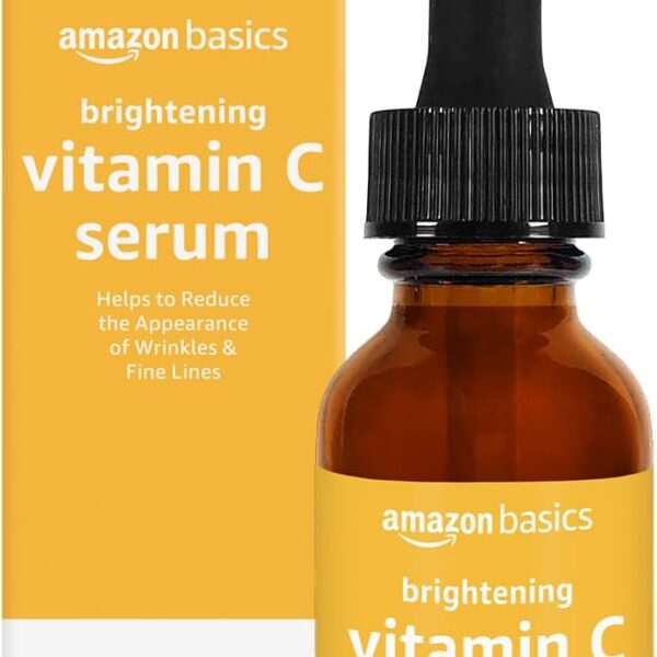 Amazon Basics Brightening Anti Aging Vitamin C Serum with Hyaluronic Acid, Hydrates Skin, 1 Fluid Ounce, 1-Pack