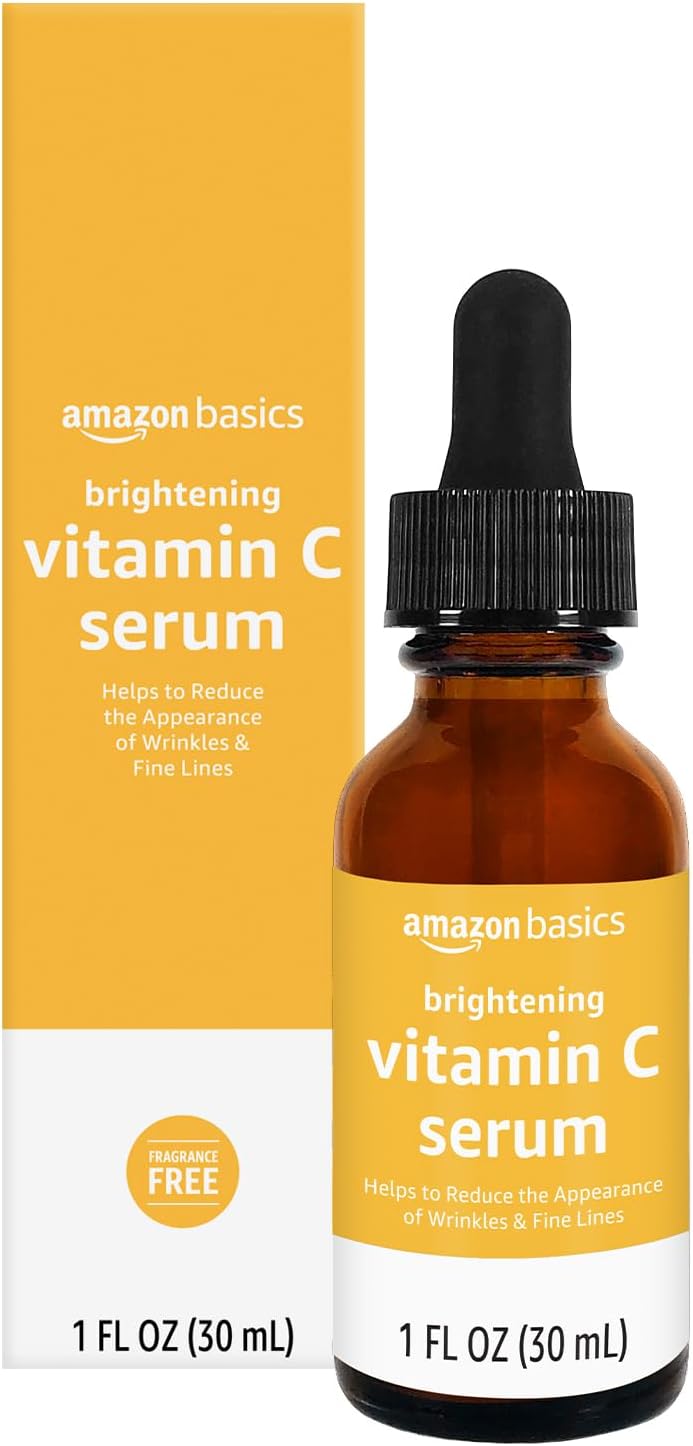 Amazon Basics Brightening Anti Aging Vitamin C Serum with Hyaluronic Acid, Hydrates Skin, 1 Fluid Ounce, 1-Pack Amazon Basics Brightening Anti Aging Vitamin C Serum with Hyaluronic Acid, Hydrates Skin, 1 Fluid Ounce, 1-Pack