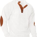 Lexiart Men's Casual Corduroy Sweatshirt Long Sleeve Thermal Stand Collar Button Pullover Sweatshirts