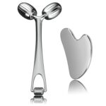 Yeamon Gua Sha Facial Tools and Face Roller Set, Facial Massage Tool for Womens Skincare Routine,Cooling Stainless Steel Face Sculpting Eyes Roller Guasha for Daily Use or Self-Care Gift for Women