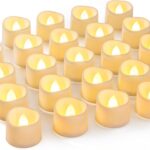 Homemory 72-Pack Novelty Flickering Flameless Tea Lights, 200+Hours Battery Operated, Fake Electric LED Votive Candles for Small Wedding Table Centerpieces, Proposals, Anniversaries