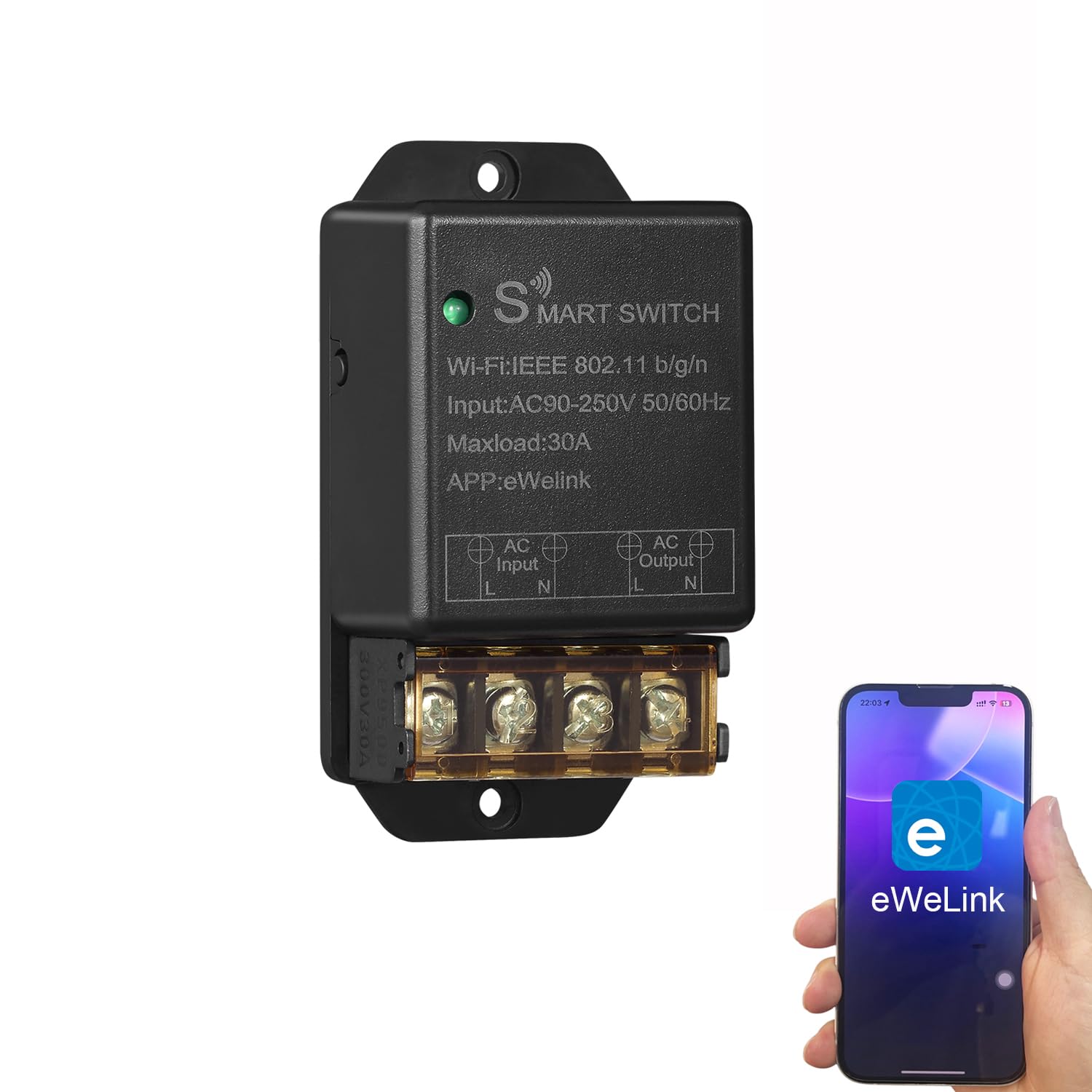 30A Hight Power WiFi Wireless Smart Switch, DIY Module for Smart Home Automation, ewelink APP Remote Control, Timer, Compatible with Alexa & Google Home 30A Hight Power WiFi Wireless Smart Switch, DIY Module for Smart Home Automation, ewelink APP Remote Control, Timer, Compatible with Alexa & Google Home