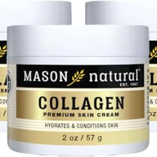 MASON NATURAL Collagen Premium Skin Cream, Womens Anti,Aging Face & Body Daily Moisturizer for Hydration & Firmness, Pear Scent, 2 oz each (3 Pack)