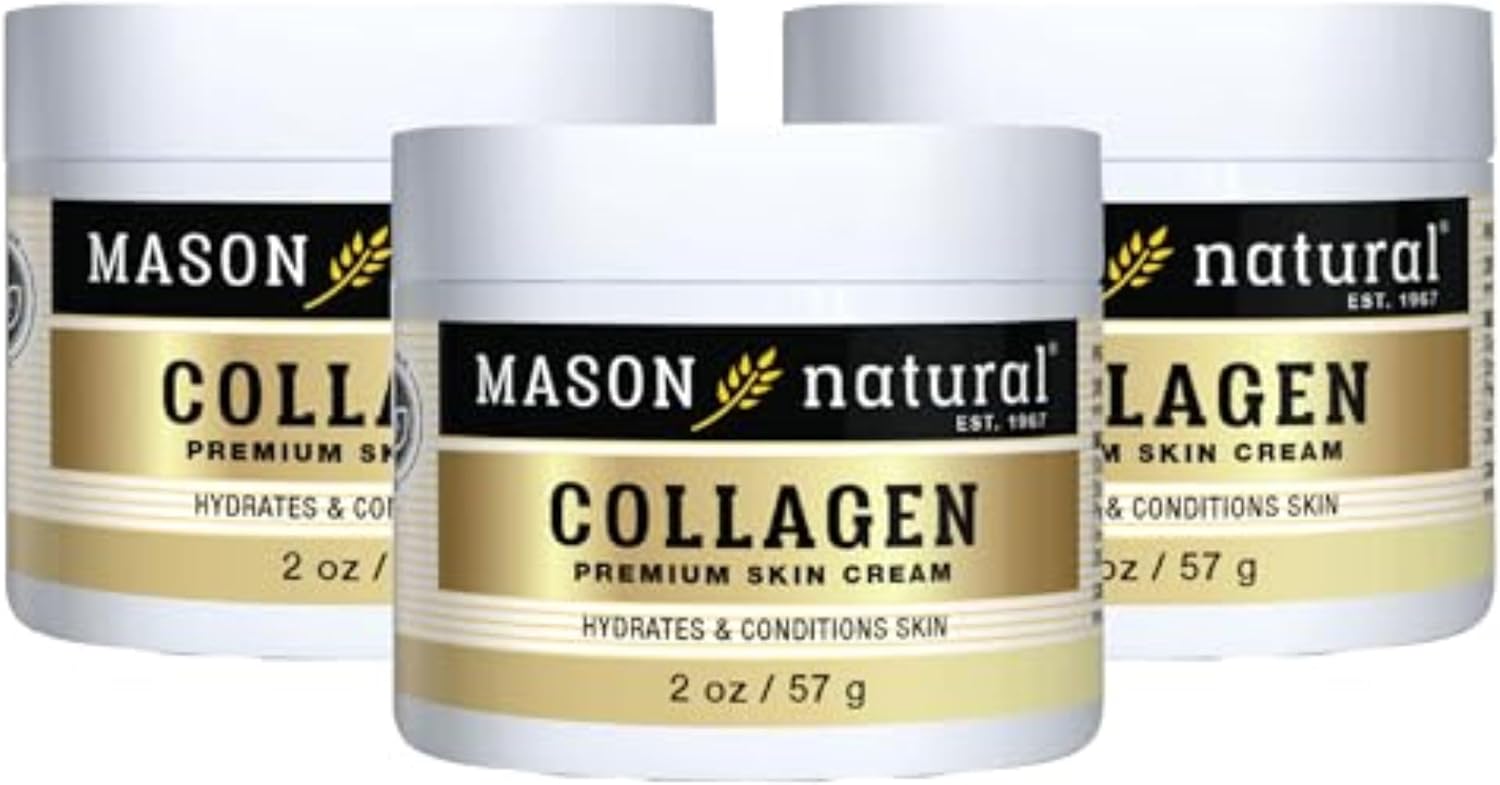MASON NATURAL Collagen Premium Skin Cream, Womens Anti,Aging Face & Body Daily Moisturizer for Hydration & Firmness, Pear Scent, 2 oz each (3 Pack) MASON NATURAL Collagen Premium Skin Cream, Womens Anti,Aging Face & Body Daily Moisturizer for Hydration & Firmness, Pear Scent, 2 oz each (3 Pack)