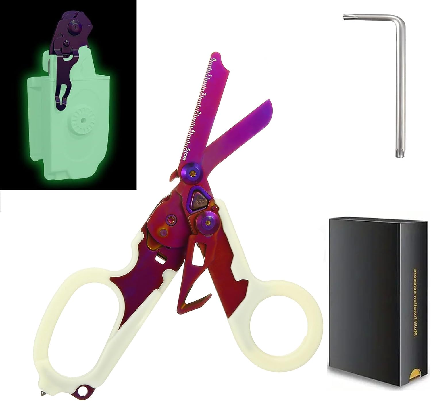 6-in-1 trauma shears - emergency responders, outdoor emergencies, medical staff, and outdoor camping, Gift box packaging with scissors storage K sheaths (Luminous Purple) 6-in-1 trauma shears - emergency responders, outdoor emergencies, medical staff, and outdoor camping, Gift box packaging with scissors storage K sheaths (Luminous Purple)
