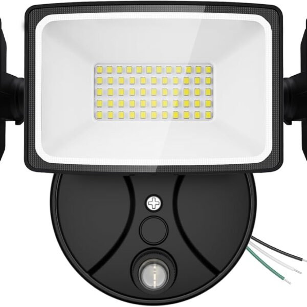 Onforu 80W Dusk to Dawn Outdoor Lighting,8000LM Black Flood Lights Outdoor,IP65 Waterproof Exterior Security LED Light,3 Adjustable Heads Photocell Light Fixture,6500K Floodlight for Garage,Patio,Yard