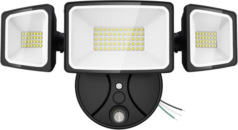 Onforu 80W Dusk to Dawn Outdoor Lighting,8000LM Black Flood Lights Outdoor,IP65 Waterproof Exterior Security LED Light,3 Adjustable Heads Photocell Light Fixture,6500K Floodlight for Garage,Patio,Yard