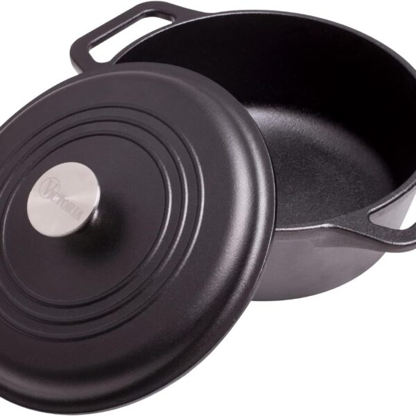 Victoria 4-Quart Cast Iron Dutch Oven with Lid and Dual Loop Handles, Seasoned with Flaxseed Oil, Made in Colombia