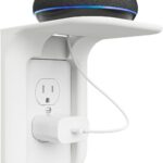 WALI Outlet Shelf Wall Holder, Bathroom Shelf up to 10lbs Standard Vertical Duplex Wall Organizer for Smart Home Decor Space Saving Power Tools, Toothbrush (OLS001-W), 1 Pack, White
