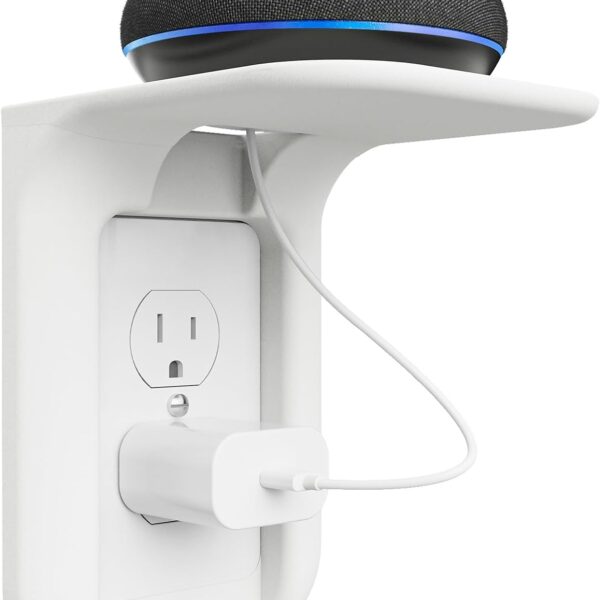 WALI Outlet Shelf Wall Holder, Bathroom Shelf up to 10lbs Standard Vertical Duplex Wall Organizer for Smart Home Decor Space Saving Power Tools, Toothbrush (OLS001-W), 1 Pack, White
