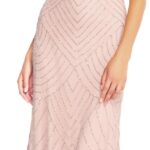Adrianna Papell Womens Halter Blouson Beaded Gown
