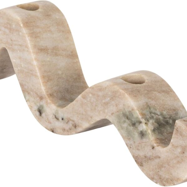 Bloomingville Marble Wave Double Taper Candle Holder, Beige