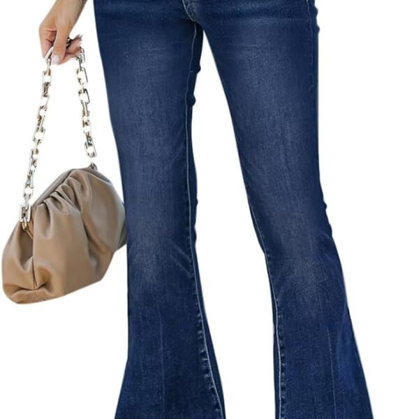 KDF High Waisted Flare Jeans for Women Bell Bottom Jeans with Belt for Women Stretch Wide Leg Jeans
