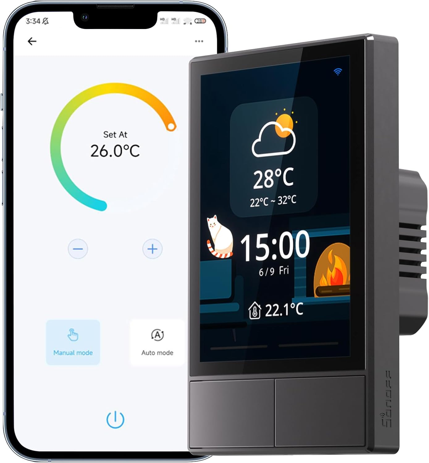 SONOFF NSPanel Smart Switch - 2-Switch Panel Home Control With Touchscreen, Temperature Function, Lights Control - Compatible With Alexa and Google Home, Black SONOFF NSPanel Smart Switch - 2-Switch Panel Home Control With Touchscreen, Temperature Function, Lights Control - Compatible With Alexa and Google Home, Black