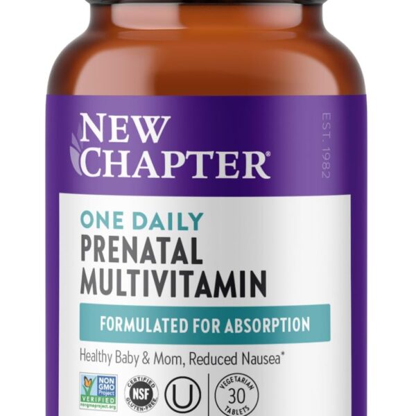 New Chapter Prenatal Vitamins, One Daily Prenatal Multivitamin with Methylfolate + Choline for Healthy Mom & Baby, Gluten Free & Non-GMO, 30 Count