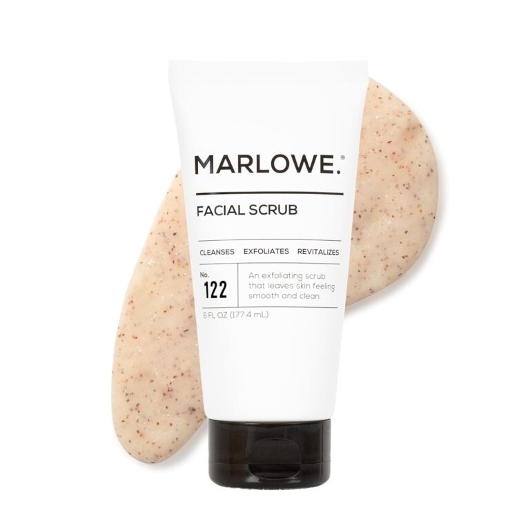 MARLOWE. Facial Scrub for Men, 6 oz, Exfoliating & Refreshing Gentle Face Exfoliator, Cleanses, Smooths, Revitalizes Skin, Clean Vegan Formula with Apricot Seed Powder & Pumice, Fresh Sage & Fir Scent
