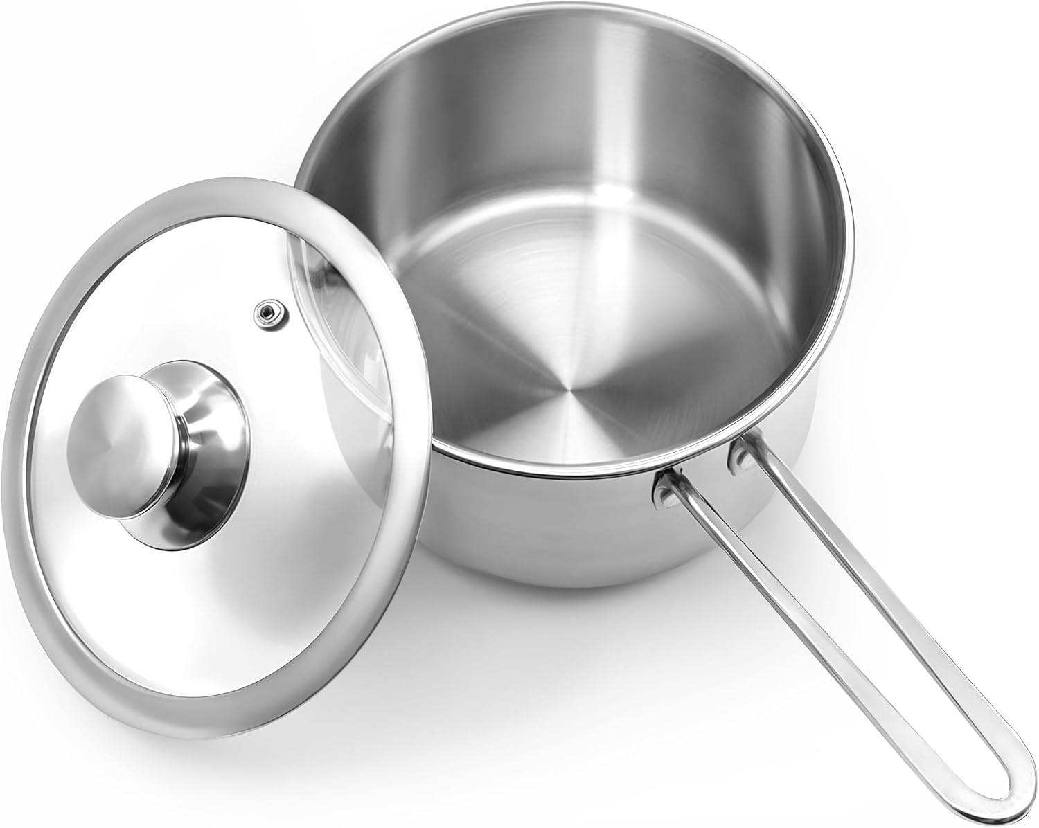 AuFranc 2 Quart Tri-ply Stainless Steel Saucepan with Glass Lid, Induction Sauce Pan Compatible with All Cooktops, Non-Toxic Sauce Pot with Stay Cool Handle, Oven & Dishwasher Safe (Silver) AuFranc 2 Quart Tri-ply Stainless Steel Saucepan with Glass Lid, Induction Sauce Pan Compatible with All Cooktops, Non-Toxic Sauce Pot with Stay Cool Handle, Oven & Dishwasher Safe (Silver)