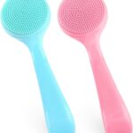 2Pack Silicone Face Brush Manual Face Scrub Brush Soft Facial Brushes Waterproof Exfoliating Face Brush Skin Friendly Face Cleaner Brush for Women and Men Blackheads Makeup Residues Removal
