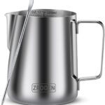 Milk Frothing Pitcher, 12oz 20oz 32oz Espresso Steaming Pitchers Stainless Steel Cappuccino Coffee Machine Accessories Barista Tools Steamer Froth Pitchers Milk Jug Cup with Decorating Pen Latte Art