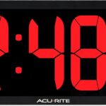 AcuRite Oversized Wall Clock with Date and Temperature, 14.5-Inch / Red