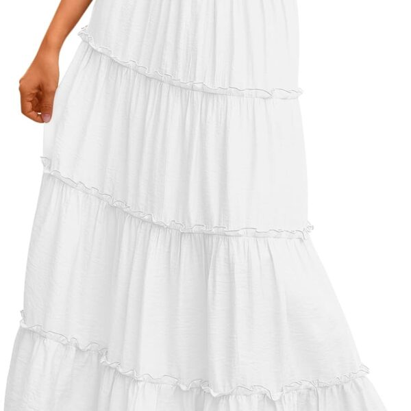 Trendy Queen Vacation Outfits Long Skirts for Women Boho Maxi Skirt Elastic High Waist Dress with Pockets Fashion