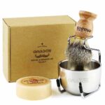 Anbbas 4in1 Badger Hair Shaving Brush Set, with Goat Milk Soap Refill,Stainless Steel Stand Holder and Soap Bowl,Perfect for Men Gift Baber Style Wet Shave