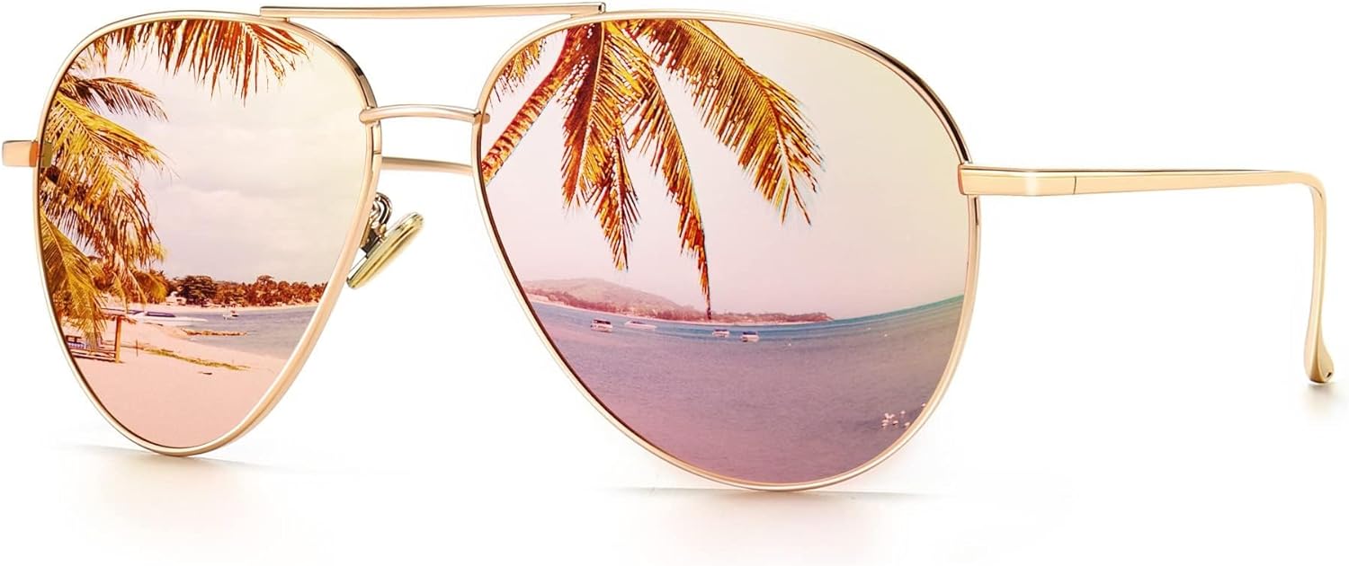 SUNGAIT Women's Lightweight Oversized Aviator Sunglasses - Mirrored Polarized Lens Classic Style SUNGAIT Women's Lightweight Oversized Aviator Sunglasses - Mirrored Polarized Lens Classic Style