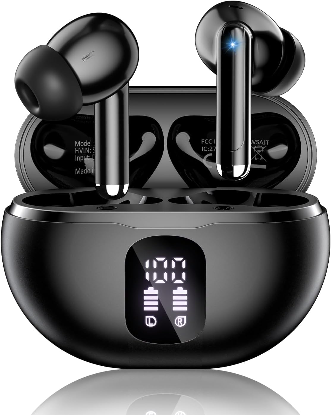Wireless Earbuds, Bluetooth 5.4 Headphones with 50H Playback, Deep Bass Stereo Ear Buds Clear Calls with LED Power Display, IPX7 Waterproof, in-Ear Earphones with Mic for Phone/Android/iPad, Black Wireless Earbuds, Bluetooth 5.4 Headphones with 50H Playback, Deep Bass Stereo Ear Buds Clear Calls with LED Power Display, IPX7 Waterproof, in-Ear Earphones with Mic for Phone/Android/iPad, Black