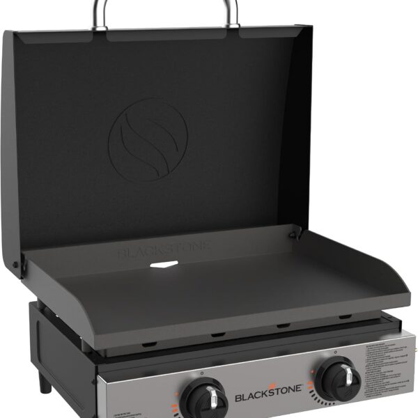 Blackstone 1813 Original 22 Tabletop Griddle with Hood and Stainless Steel Front Plate, Powder Coated Steel, Black