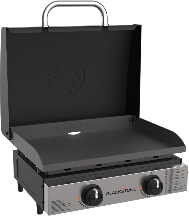 Blackstone 1813 Original 22 Tabletop Griddle with Hood and Stainless Steel Front Plate, Powder Coated Steel, Black