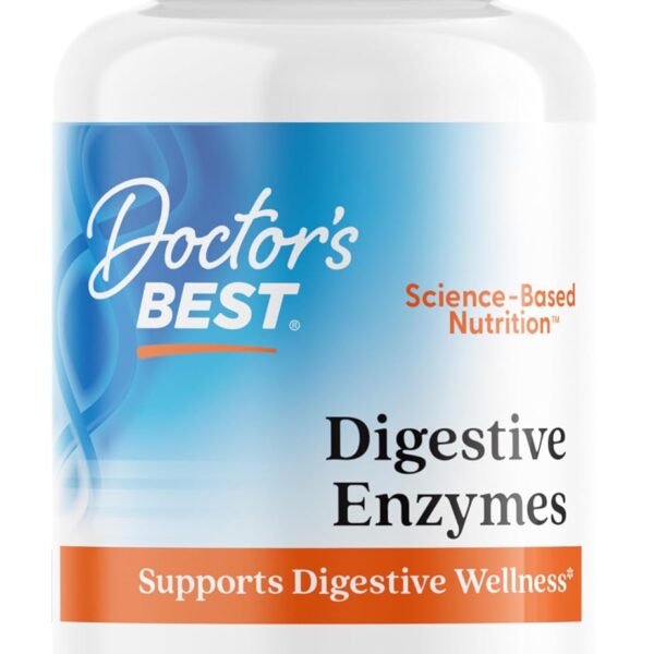Doctor's Best Digestive Enzymes Supplement for Women & Men - Supports Gut Health, Digestion, & Overall Wellness, Formulated with Amylase, Super Enzyme Blend for Food Break Down, Non GMO - 90 Veg Caps