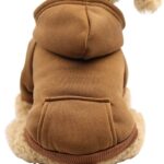 Jecikelon Soft Dog Hoodies for Small Dogs, Fleece Puppy Sweatshirt with Pockets, Warm Winter Cold Weather Coats for Pet Cat, Cute Clothes Puppy Costume (Coffee, Small)