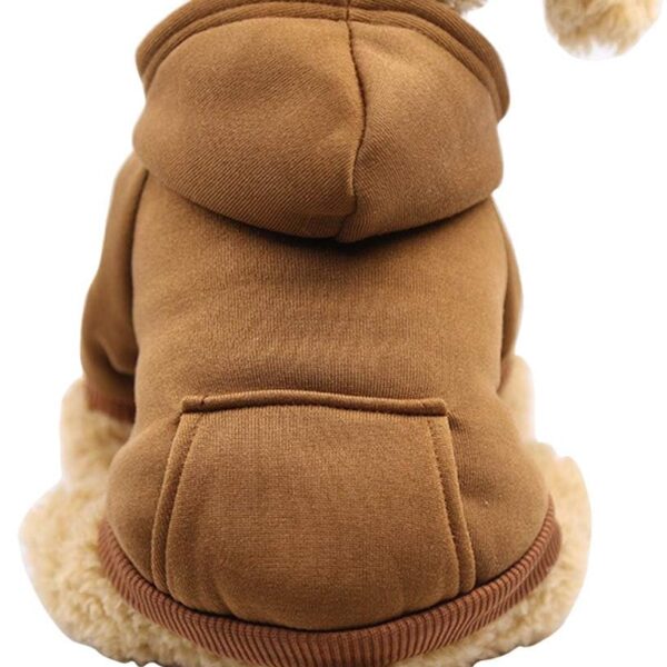 Jecikelon Soft Dog Hoodies for Small Dogs, Fleece Puppy Sweatshirt with Pockets, Warm Winter Cold Weather Coats for Pet Cat, Cute Clothes Puppy Costume (Coffee, Small)