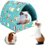 Cozy Cotton Tent for Small Animals - Guinea Pig Hideout, Hamster Bed, Portable House for Chinchillas, Rats, Hedgehogs (6.8"x7.4") (Blue)