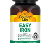 Country Life Easy Iron 25 mg | Gentle, Non-Constipating Iron Supplement | Supports Energy & Red Blood Cell Production | Certified Gluten-Free & Vegan | 90 Vegan Capsules