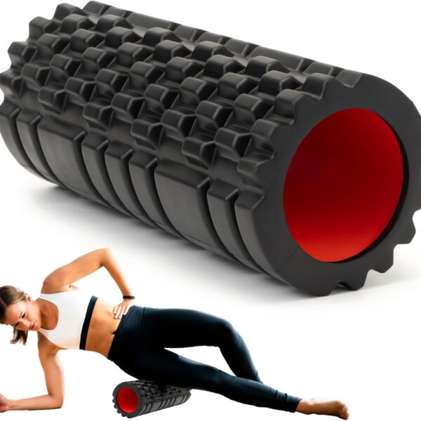 Krightlink Foam Roller for Deep Tissue Massager, 13" High Density Exercise Patented Roller for Muscle Massage and Myofascial Trigger Point Release Back Roller for Fitness, Yoga and Pilates (Black)